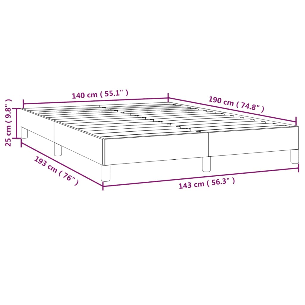 Okvir za krevet bez madraca tamnosivi 140 x 190 cm baršunasti