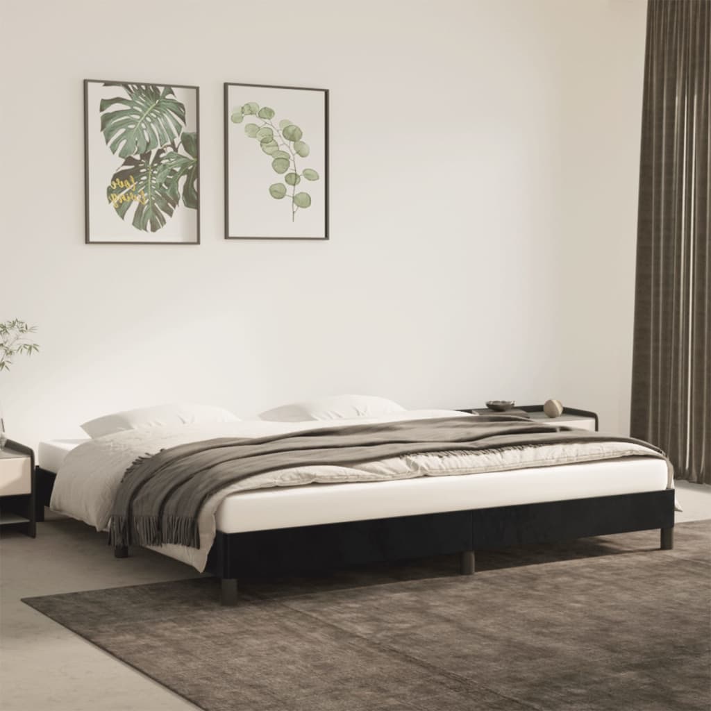 Okvir za krevet bez madraca crni 200x200 cm baršunasti