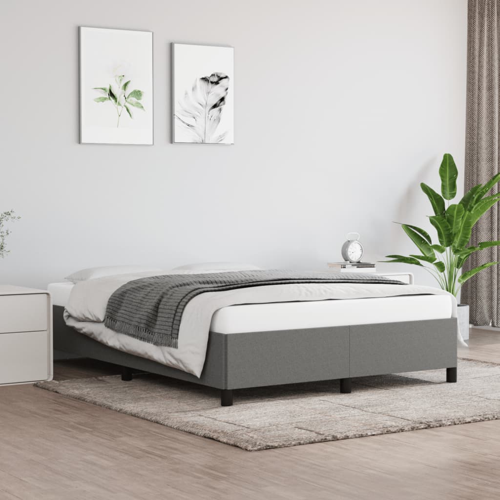 Okvir za krevet bez madraca tamnosivi 140 x 190 cm od tkanine