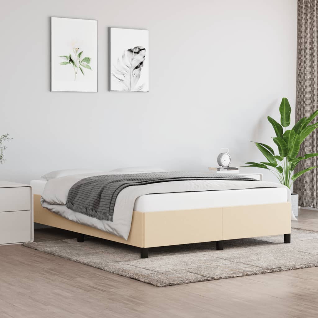 Okvir za krevet bez madraca krem 140 x 190 cm od tkanine