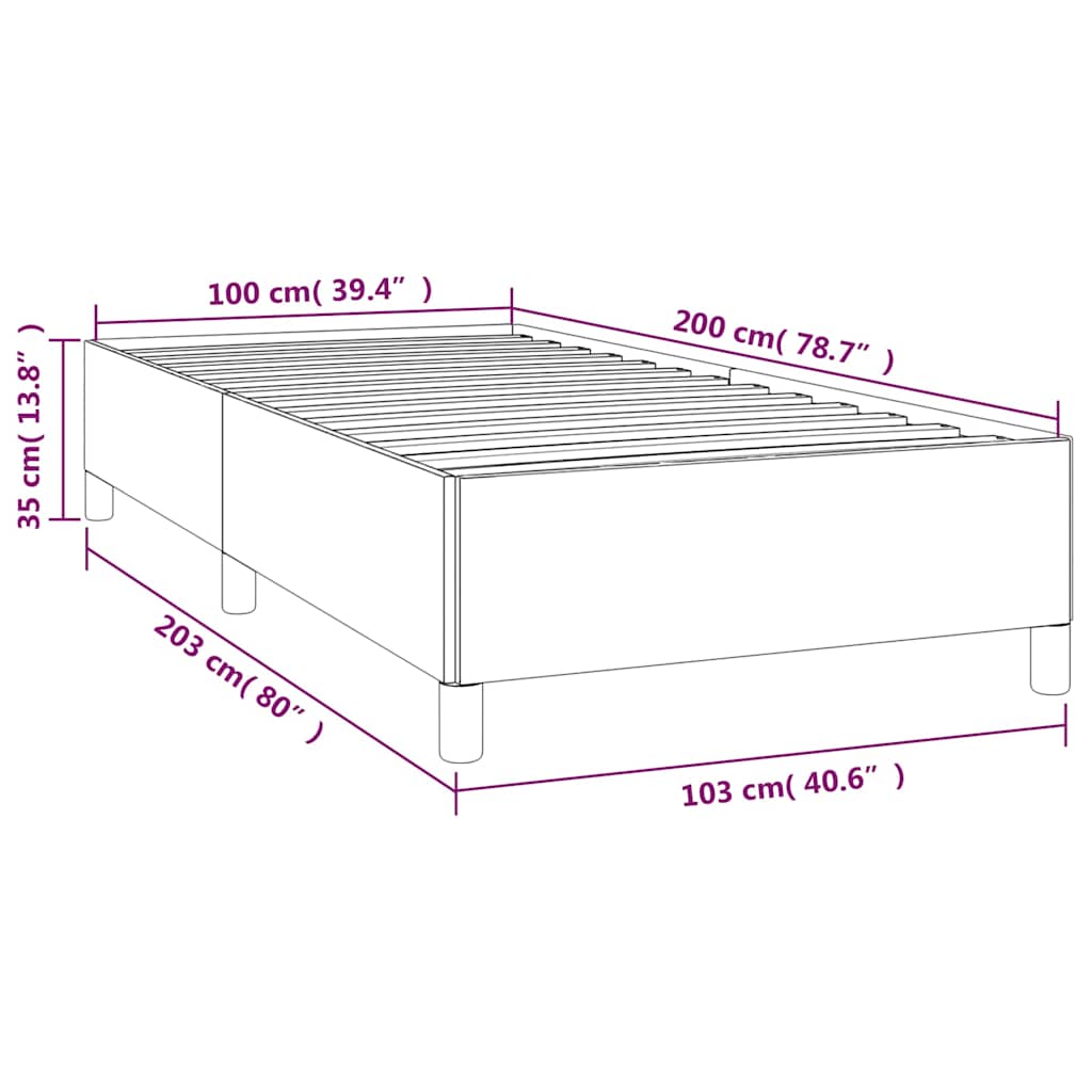 Okvir za krevet bez madraca krem 100 x 200 cm od tkanine