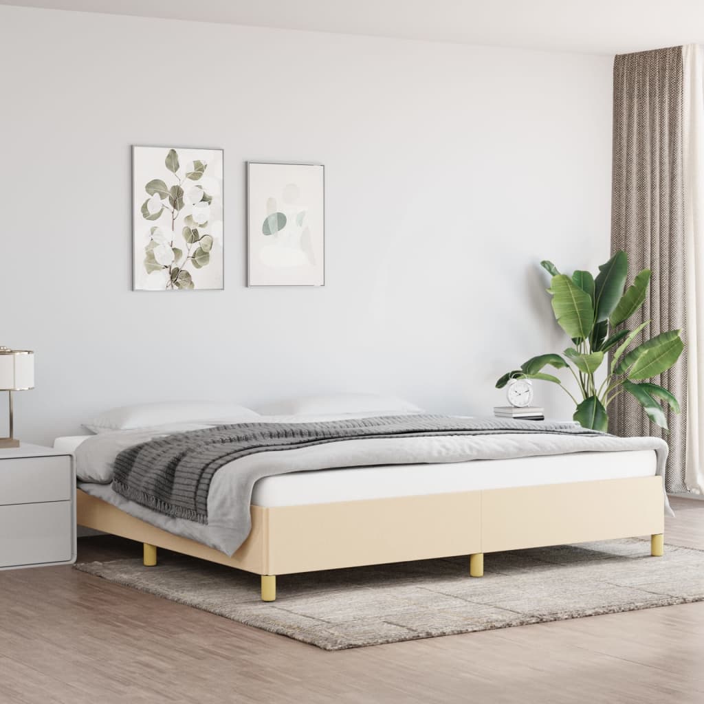 Okvir za krevet bez madraca krem 200x200 cm od tkanine