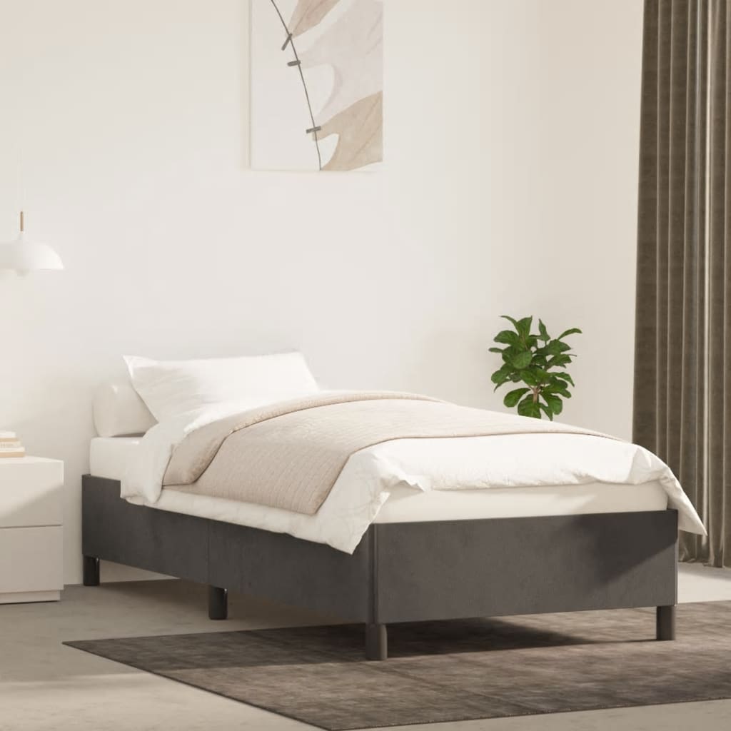 Okvir za krevet bez madraca tamnosivi 90x190 cm baršunasti