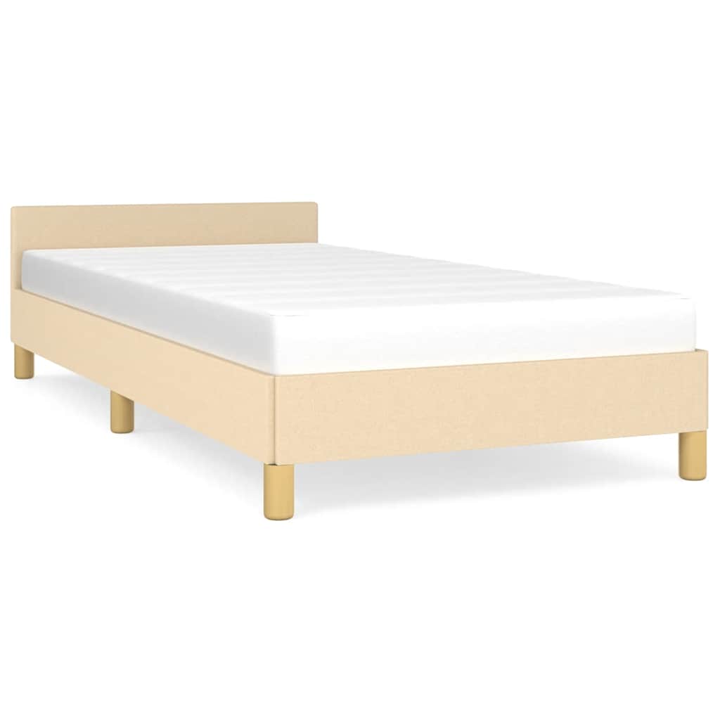 Okvir za krevet s uzglavljem bez madraca krem 80x200 cm tkanine