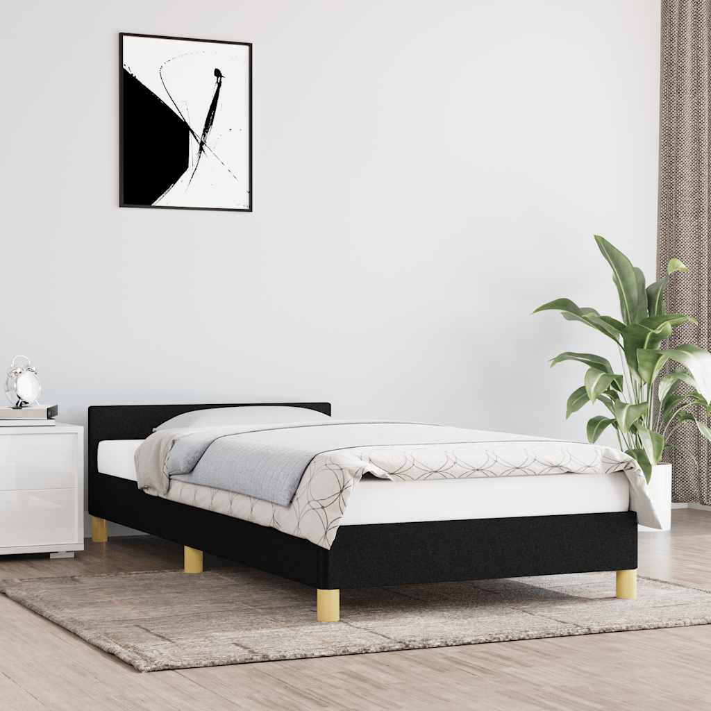 Okvir kreveta s uzglavljem bez madraca crni 90x200cm od tkanine