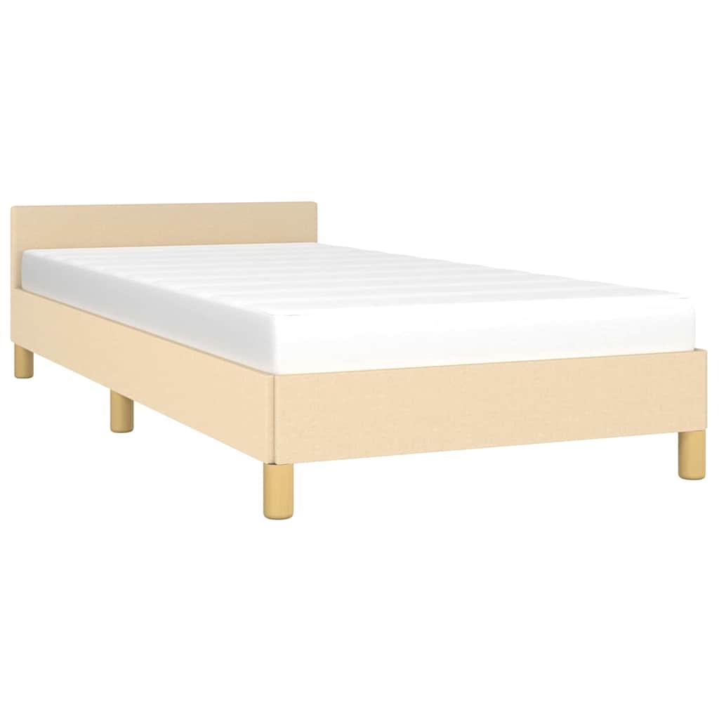 Okvir kreveta s uzglavljem bez madraca krem 90x200cm od tkanine