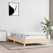 Okvir kreveta s uzglavljem bez madraca krem 90x200cm od tkanine