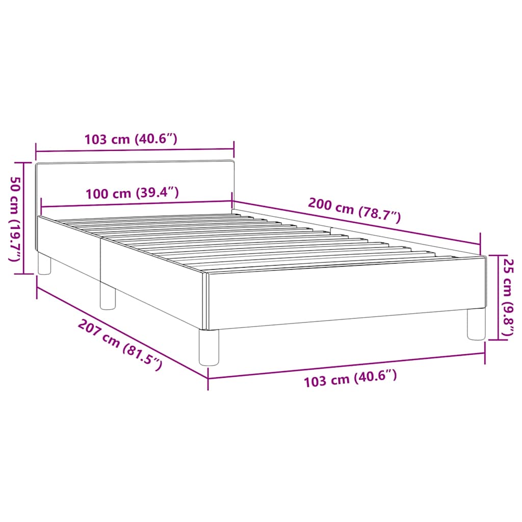 Okvir kreveta bez madraca svjetlosivi 100x200 cm od tkanine