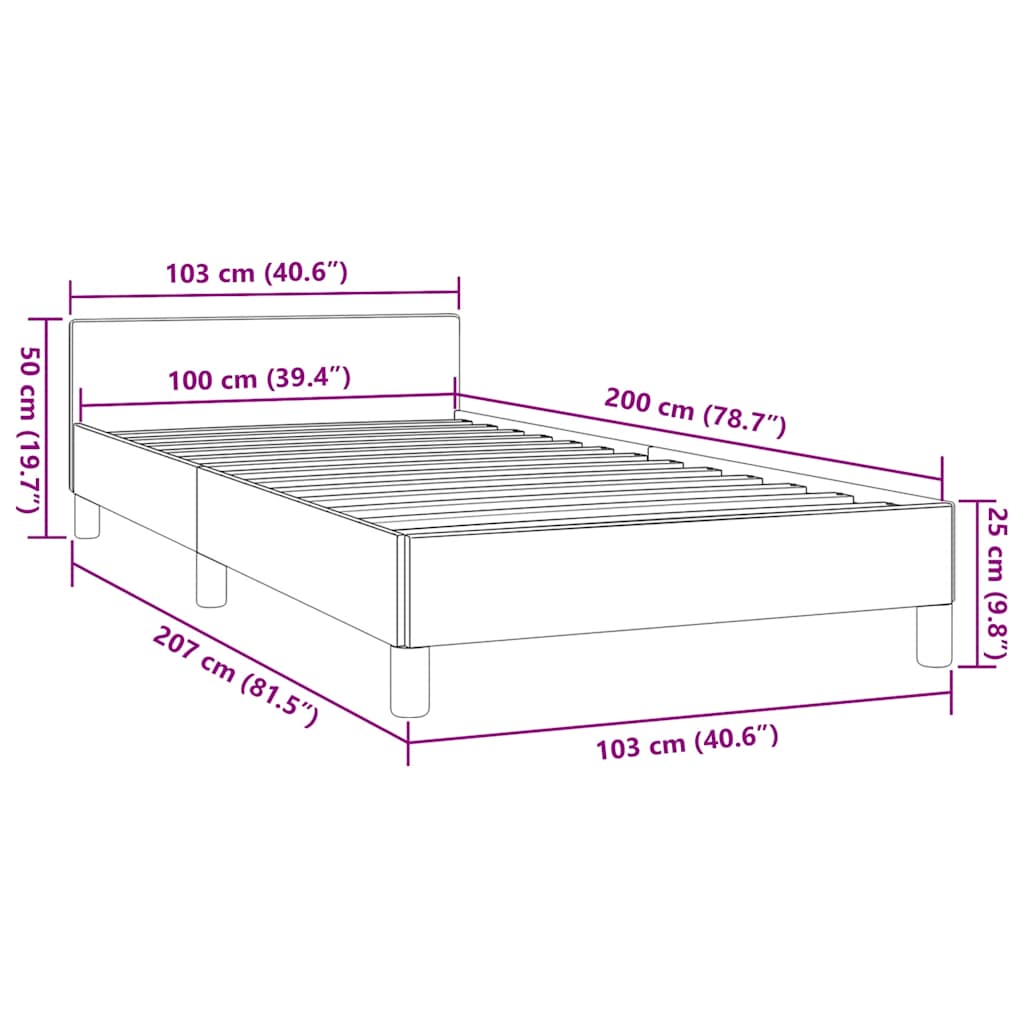 Okvir za krevet bez madraca crni 100x200 cm od tkanine