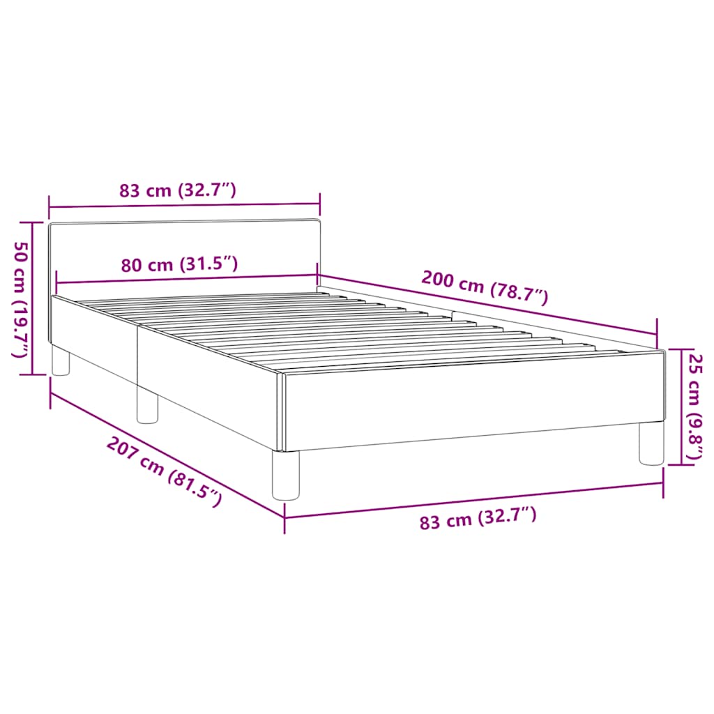 Okvir za krevet s uzglavljem bez madraca krem 80x200 cm