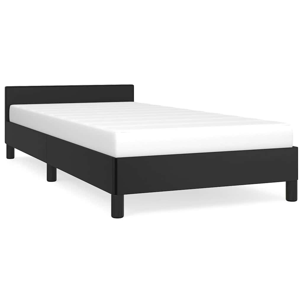 Okvir kreveta s uzglavljem bez madraca crni 90x200 cm