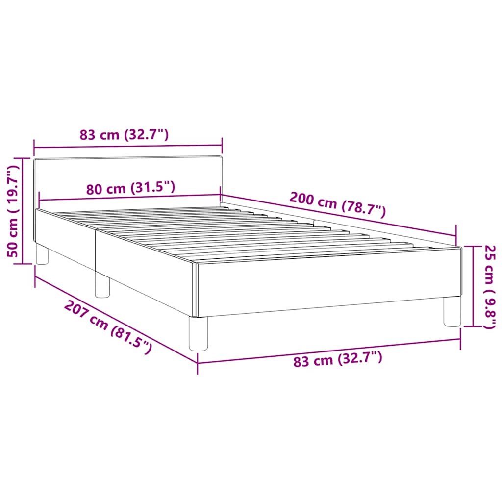 Okvir za krevet bez madraca tamnozeleni 80 x 200 cm baršunasti