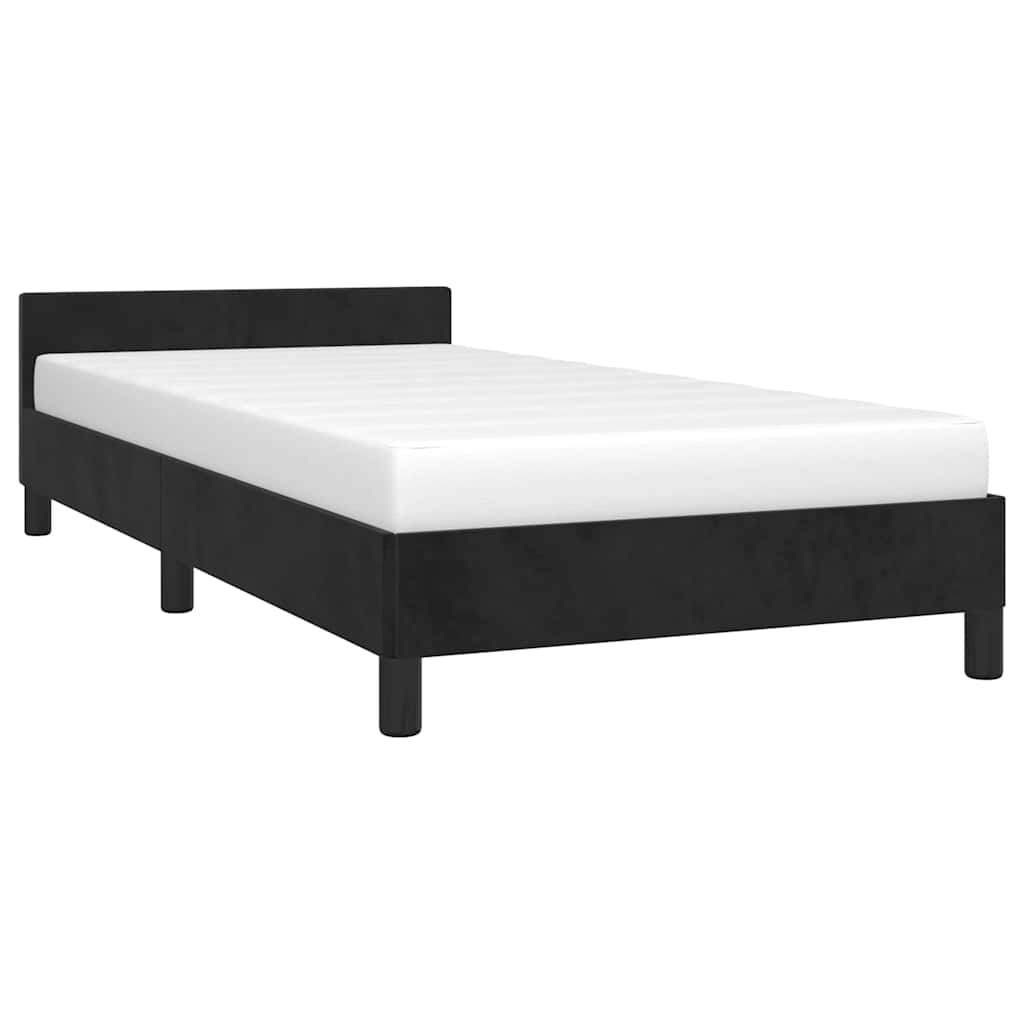 Okvir kreveta s uzglavljem bez madraca crni 90x190cm baršunasti