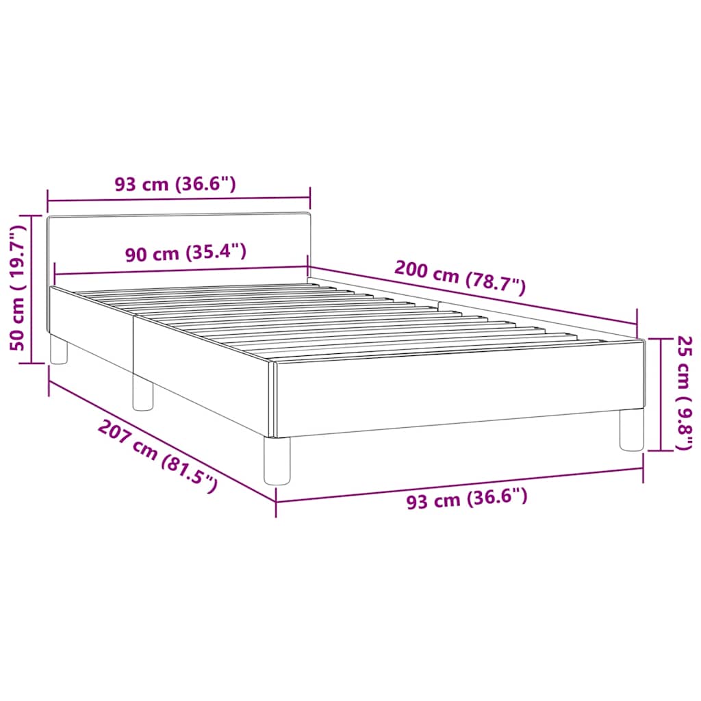 Okvir za krevet bez madraca tamnoplavi 90x200 cm baršunasti