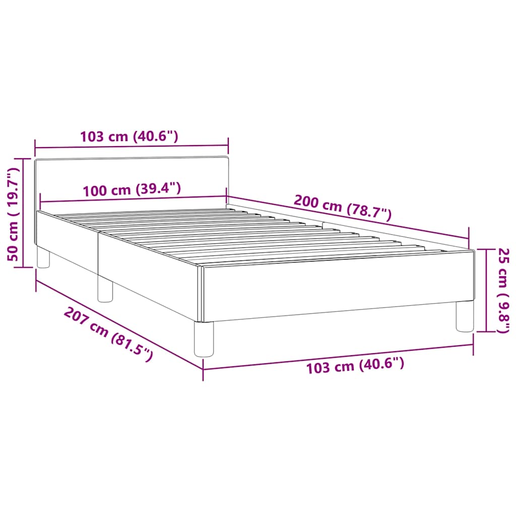 Okvir za krevet bez madraca tamnozeleni 100x200 cm baršunasti