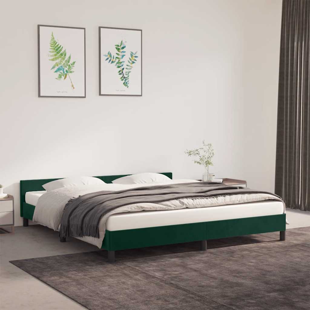 Okvir za krevet bez madraca tamnozeleni 180x200 cm baršunasti