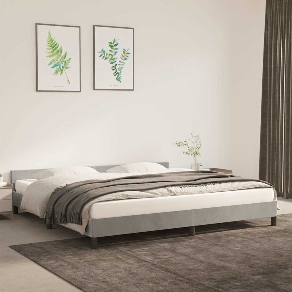 Okvir za krevet bez madraca svjetlosivi 200 x 200 cm baršunasti