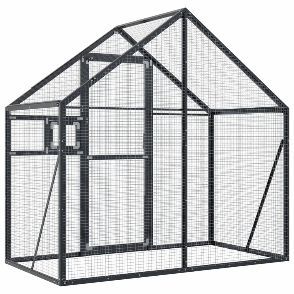 Kavez za ptice antracit 179 x 100 x 185 cm aluminijski