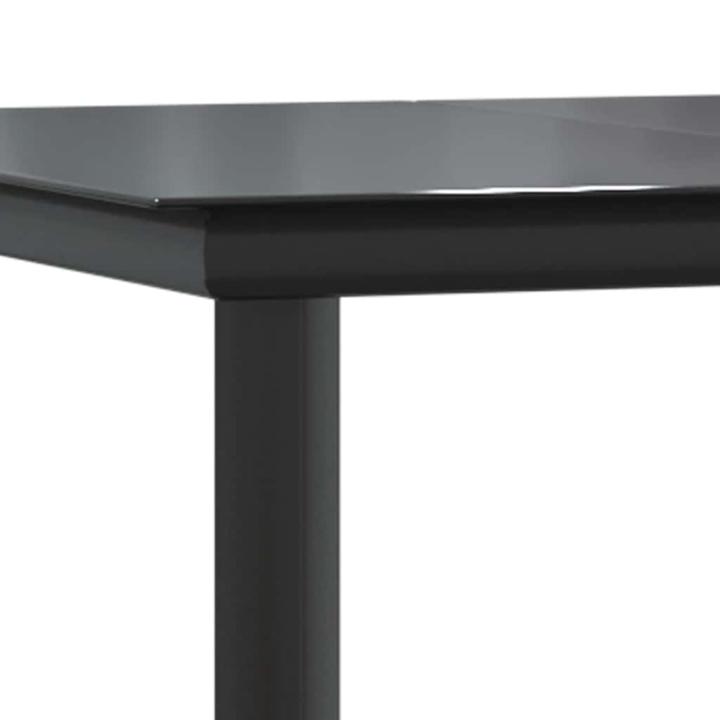 Vrtni blagovaonski stol crni 200x100x74 cm čelik i kaljeno staklo