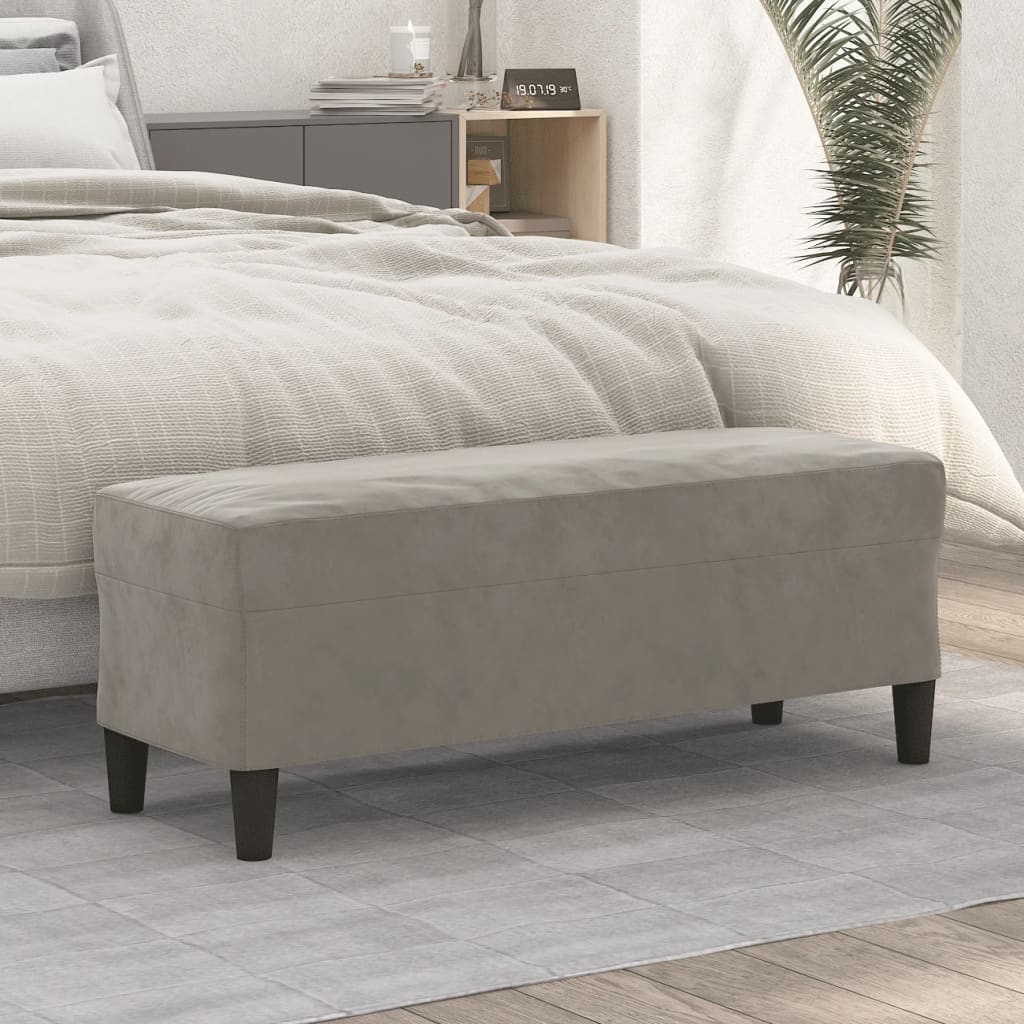Klupa svjetlosiva 100 x 35 x 41 cm baršunasti