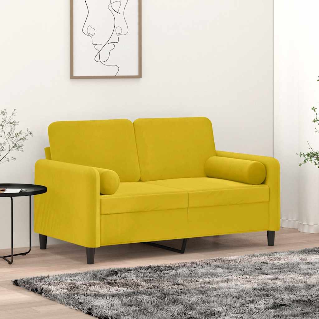 Ukrasni jastuci 2 kom žute Ø 15 x 50 cm baršunasti
