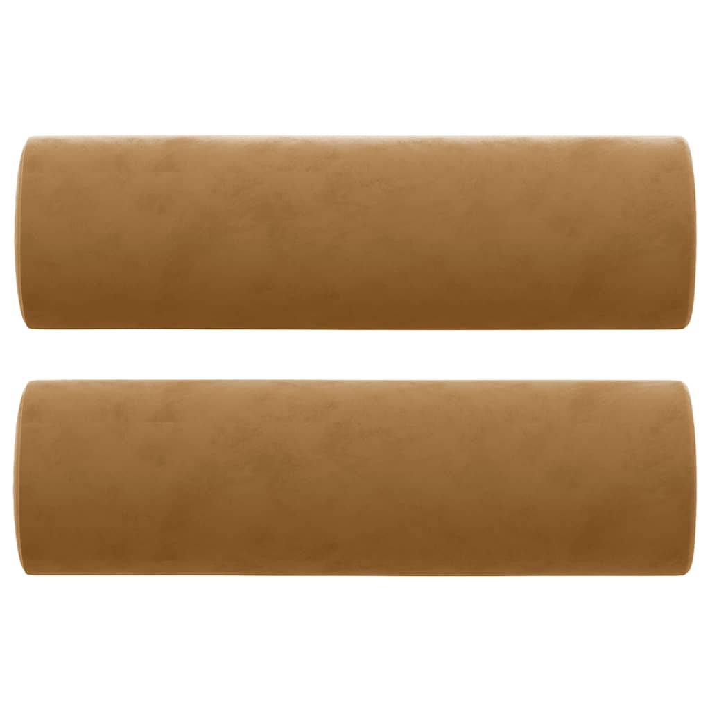Ukrasni jastuci 2 kom smeđi Ø 15 x 50 cm baršunasti