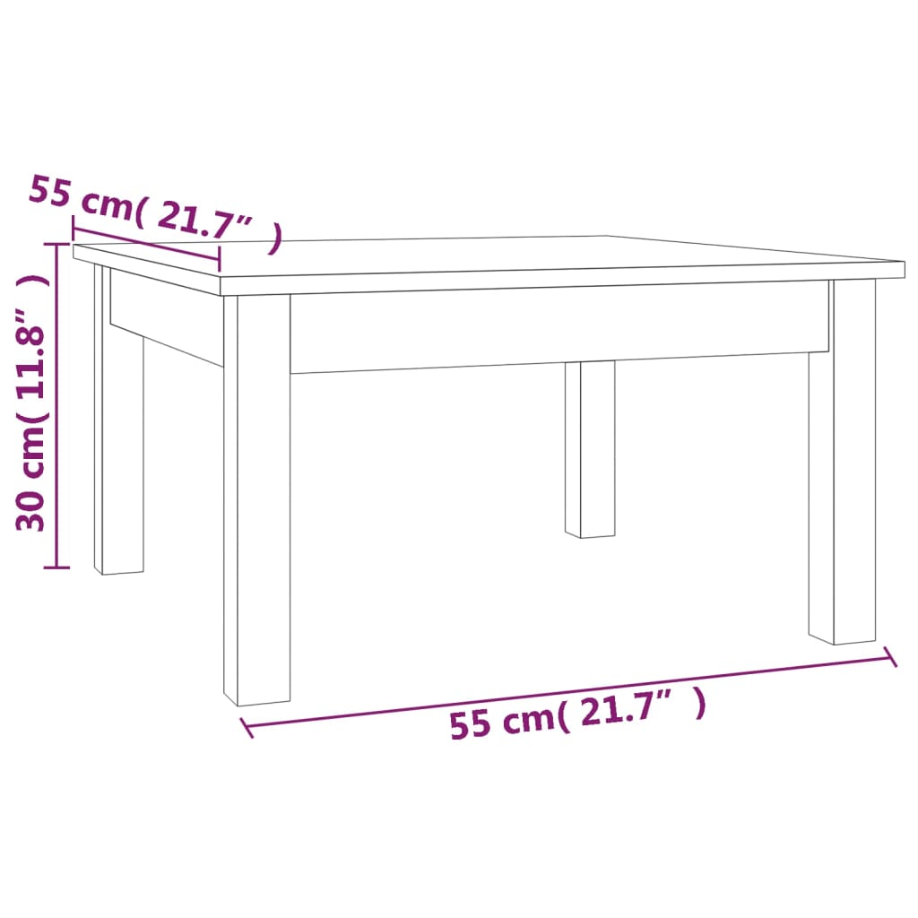 Stolić za kavu sivi 55x55x30 cm od masivne borovine