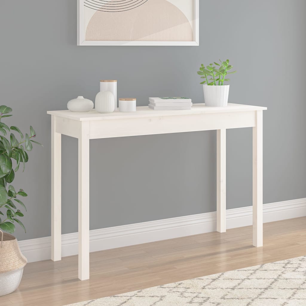 Konzolni stol bijeli 110 x 40 x 75 cm od masivne borovine