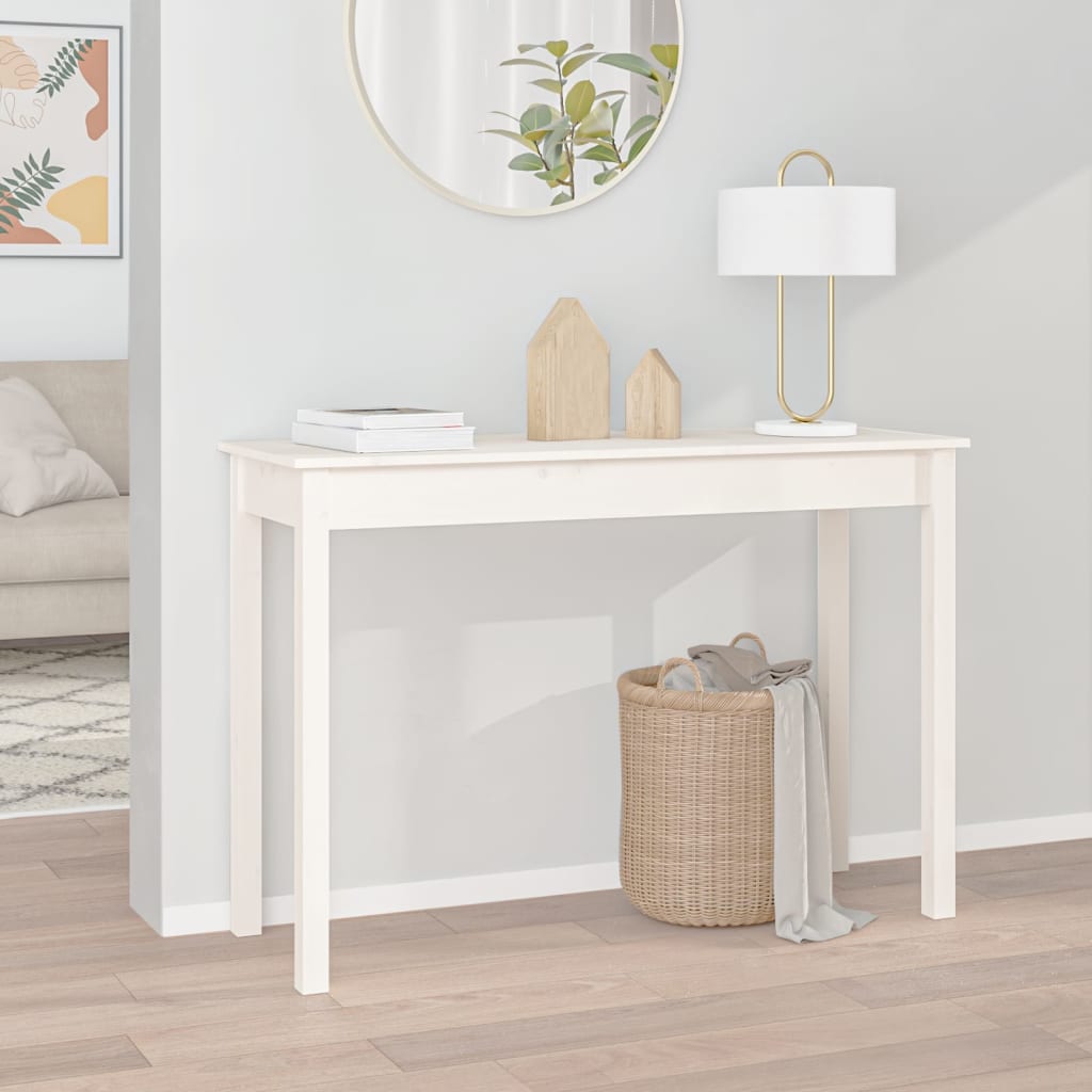 Konzolni stol bijeli 110 x 40 x 75 cm od masivne borovine