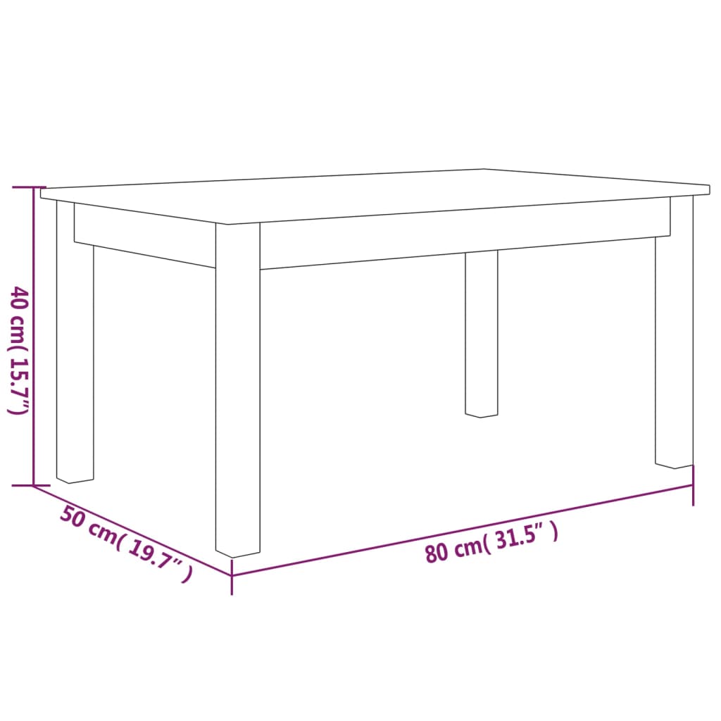 Stolić za kavu 80x50x40 cm od masivne borovine