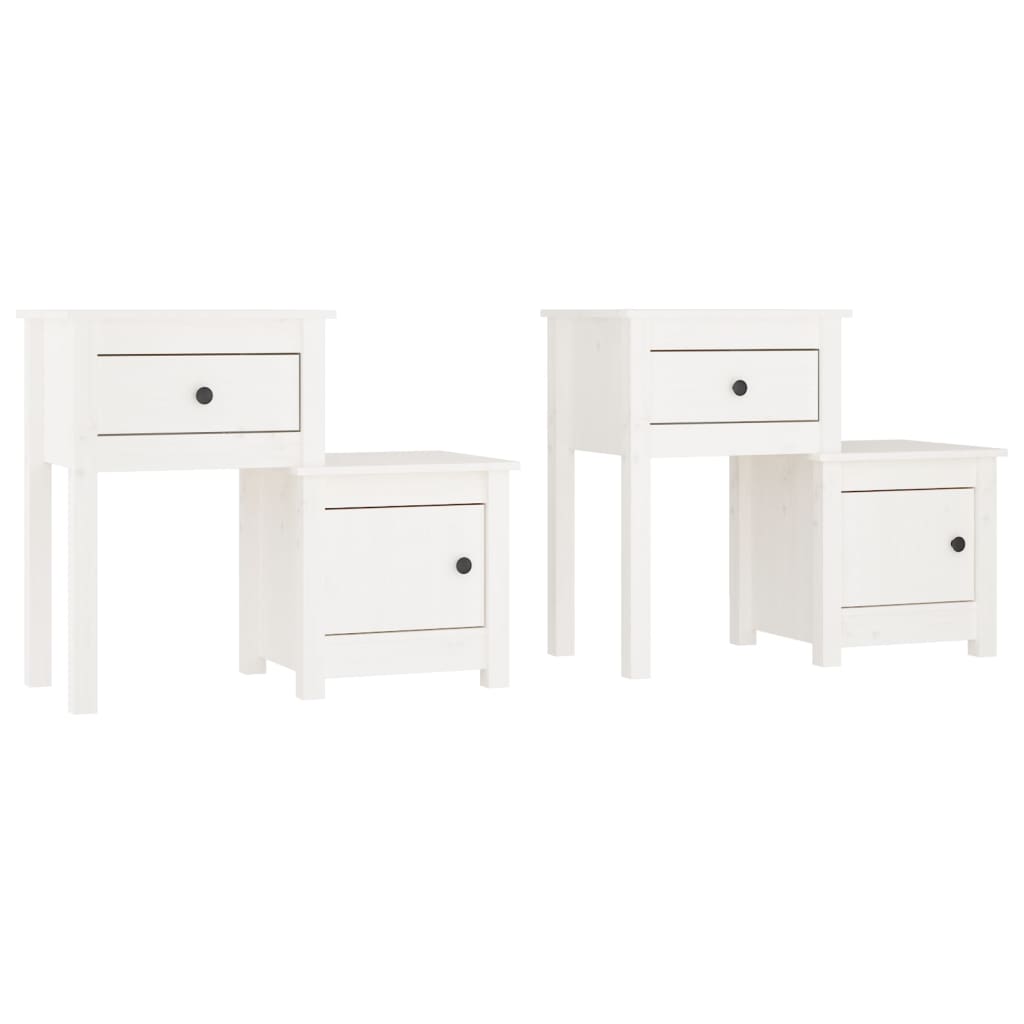 Noćni ormarići 2 kom bijeli 79,5x38x65,5 cm od masivne borovine