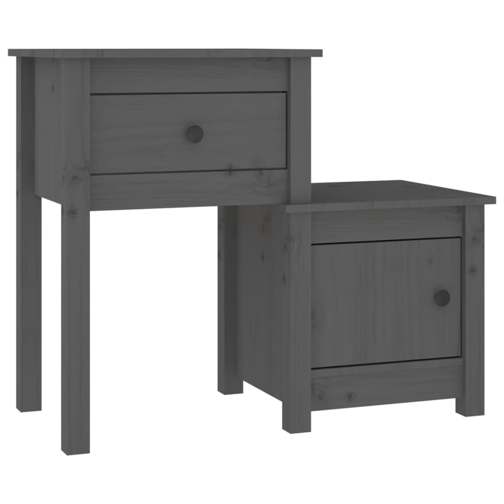 Noćni ormarić sivi 79,5 x 38 x 65,5 cm od masivne borovine