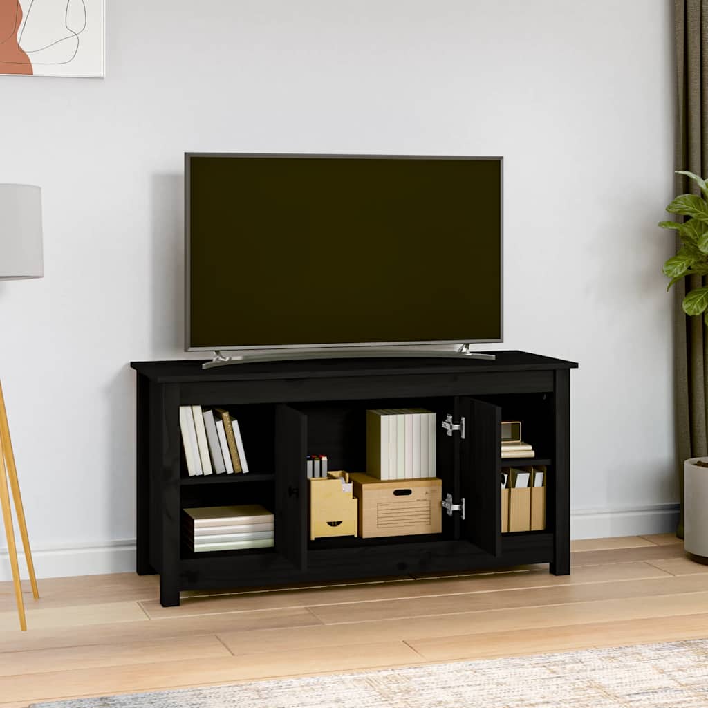 TV ormarić crni 103 x 36,5 x 52 cm od masivne borovine