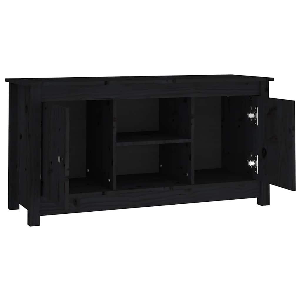 TV ormarić crni 103 x 36,5 x 52 cm od masivne borovine