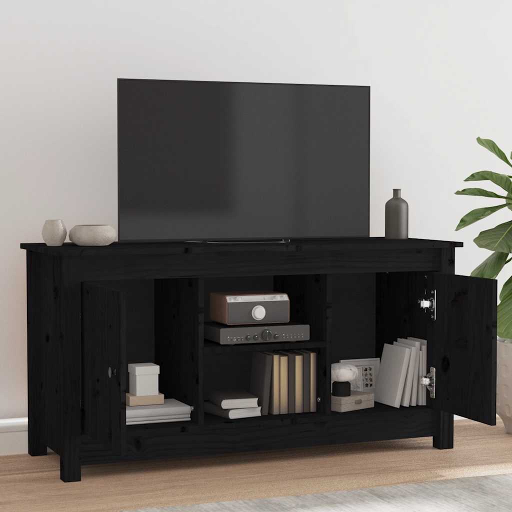TV ormarić crni 103 x 36,5 x 52 cm od masivne borovine