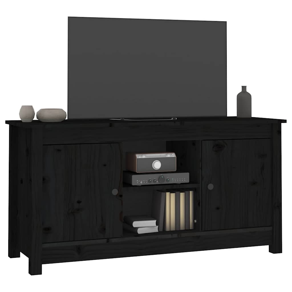 TV ormarić crni 103 x 36,5 x 52 cm od masivne borovine