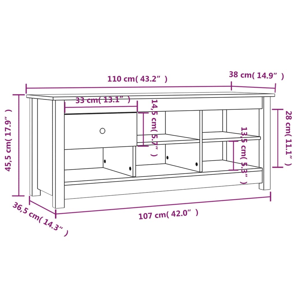 Ormarić za cipele crni 110 x 38 x 45,5 cm od masivne borovine