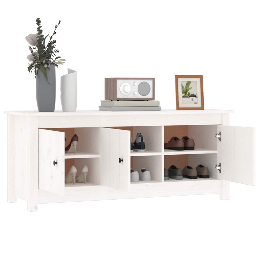 Ormarić za cipele bijeli 110 x 38 x 45,5 cm od masivne borovine