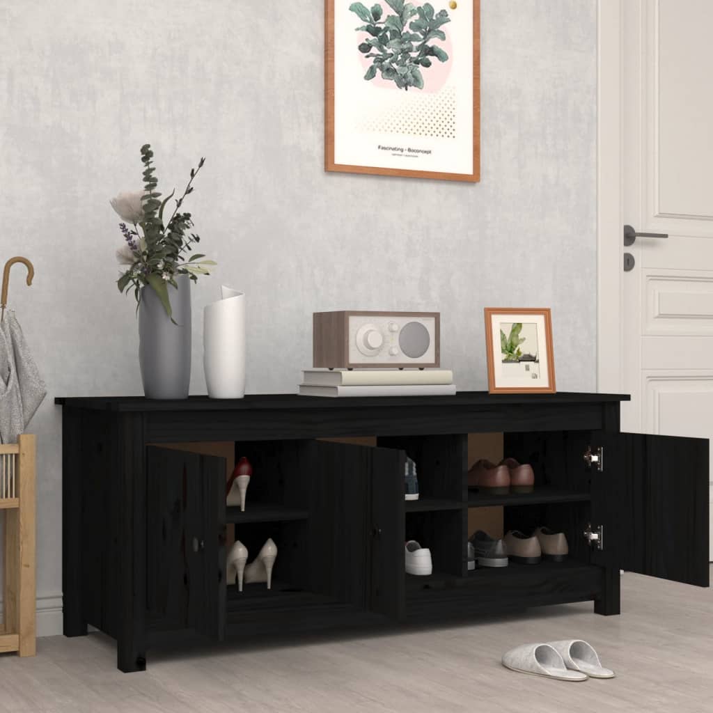 Ormarić za cipele crni 110 x 38 x 45,5 cm od masivne borovine