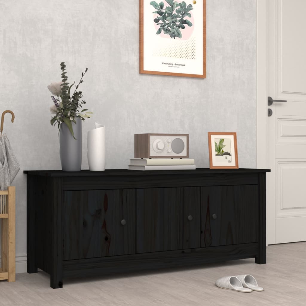 Ormarić za cipele crni 110 x 38 x 45,5 cm od masivne borovine