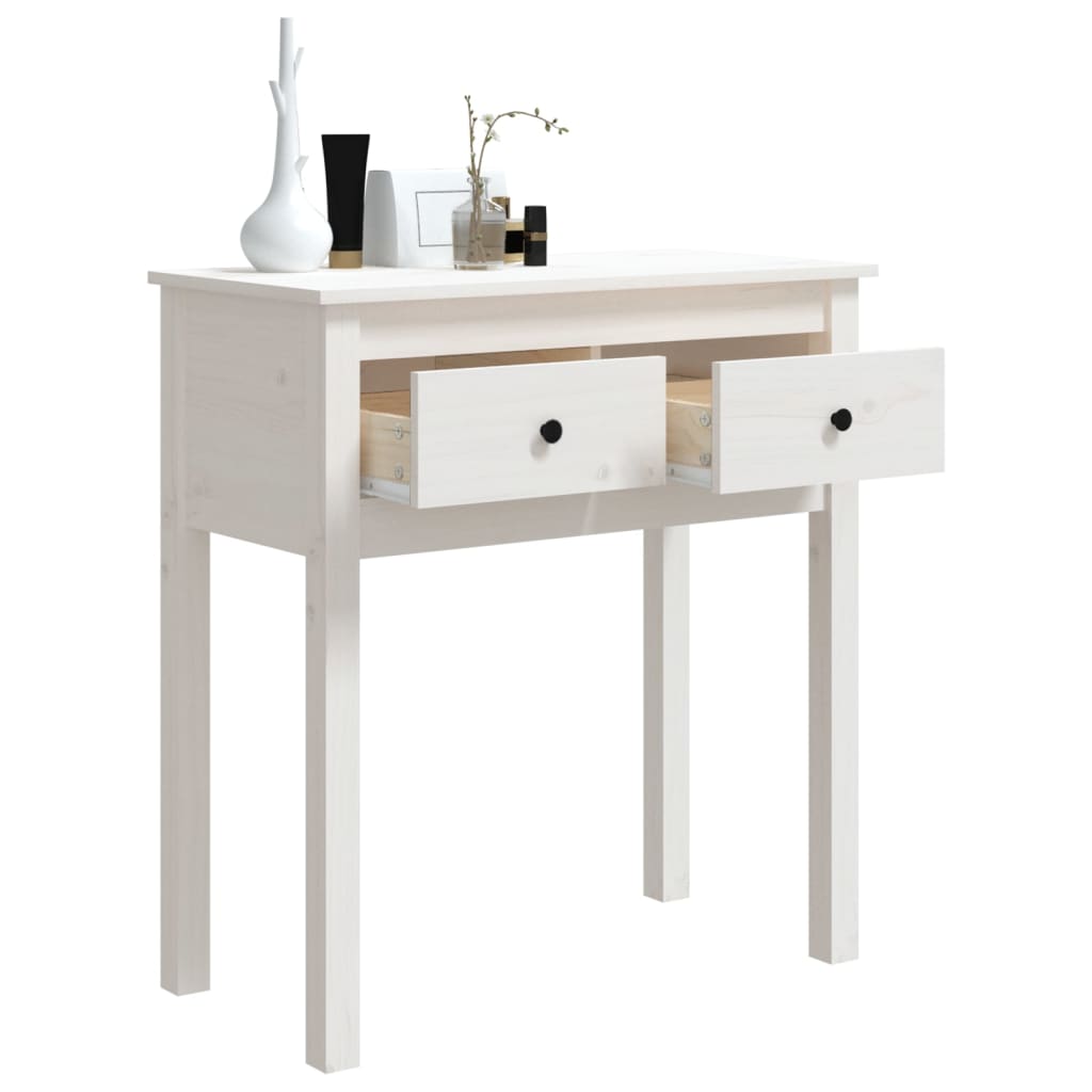 Konzolni stol bijeli 70 x 35 x 75 cm od masivne borovine