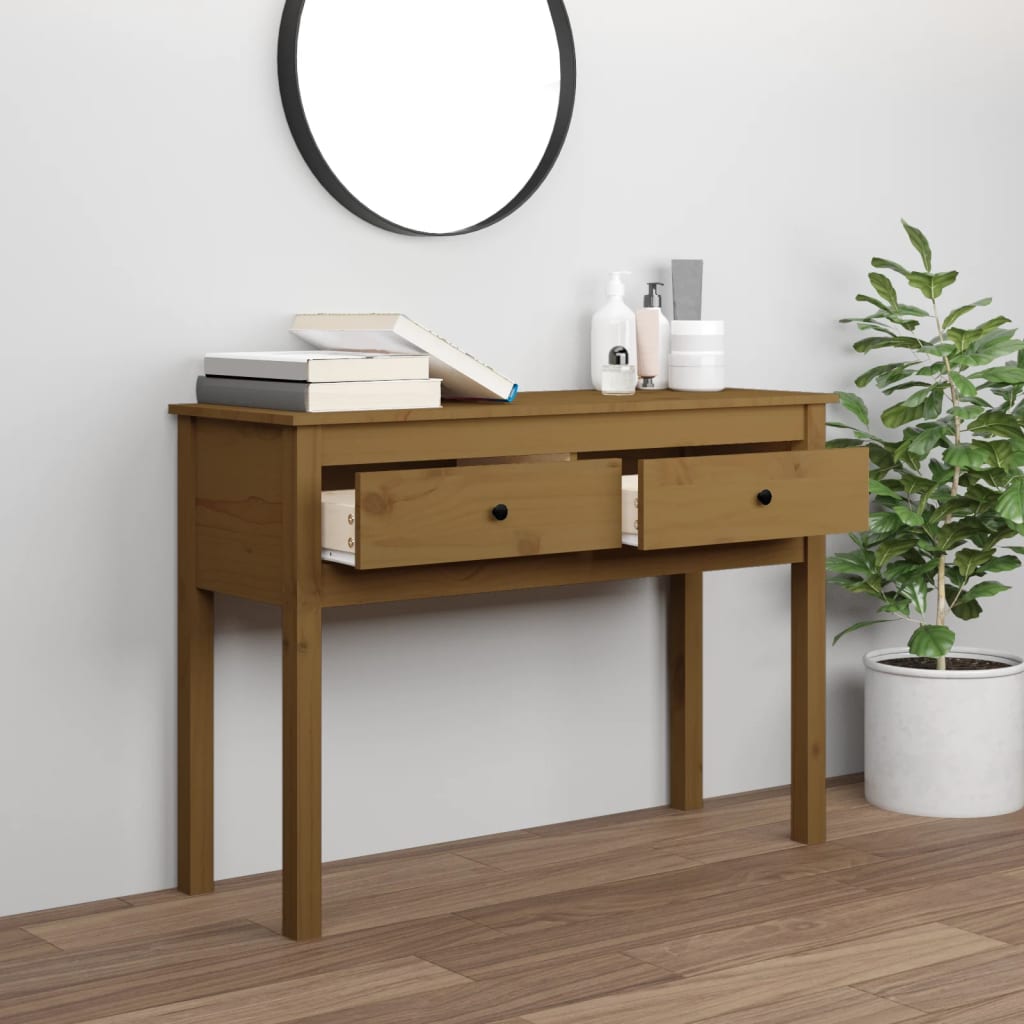 Konzolni stol boja meda 100x35x75 cm od masivne borovine