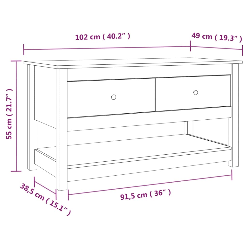 Stolić za kavu sivi 102x49x55 cm od masivne borovine