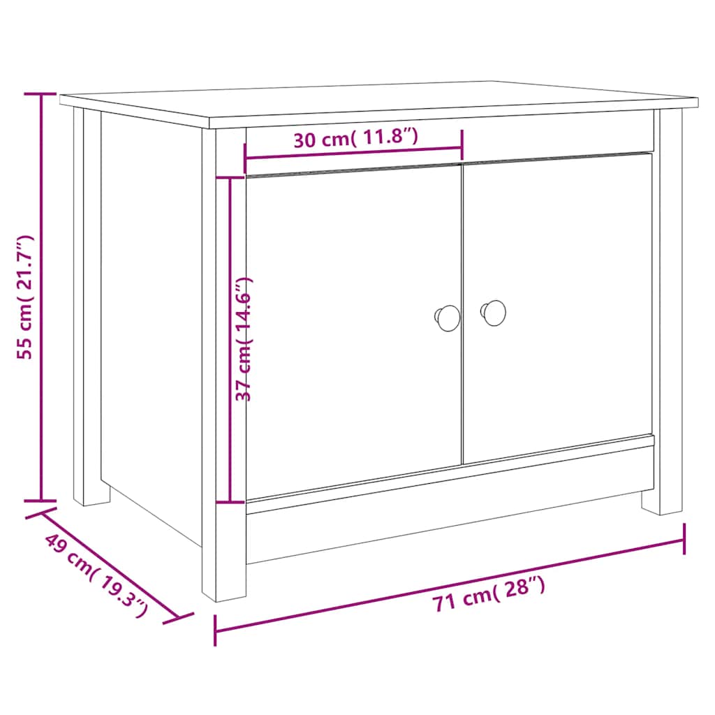 Stolić za kavu crni 71 x 49 x 55 cm od masivne borovine