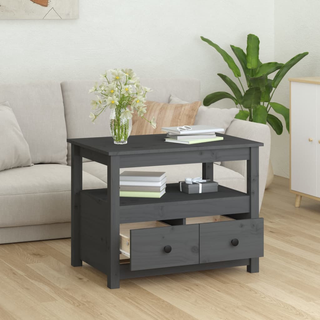 Stolić za kavu sivi 71 x 49 x 55 cm od masivne borovine