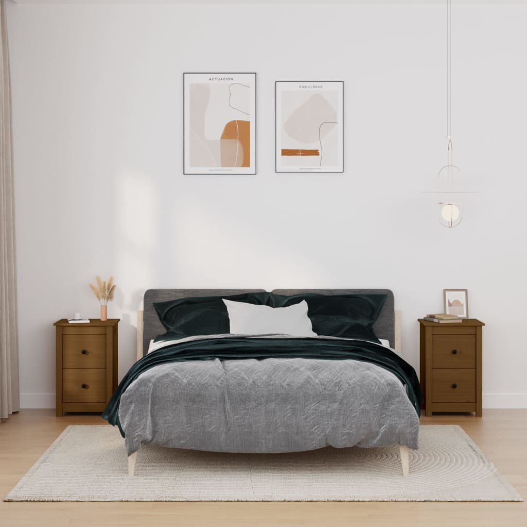 Noćni ormarići 2 kom boja meda 40x35x61,5 cm od borovine