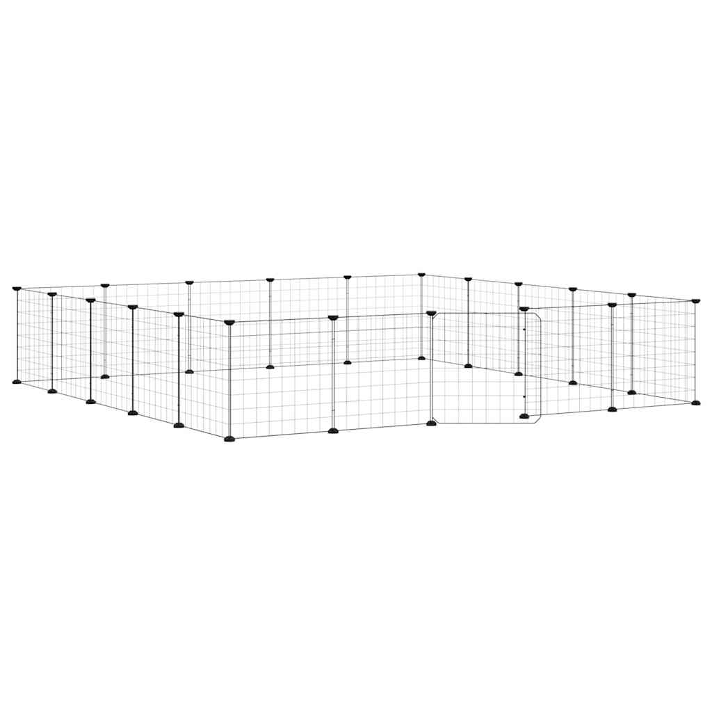 Kavez za ljubimce s 20 panela i vratima crni 35 x 35 cm čelični
