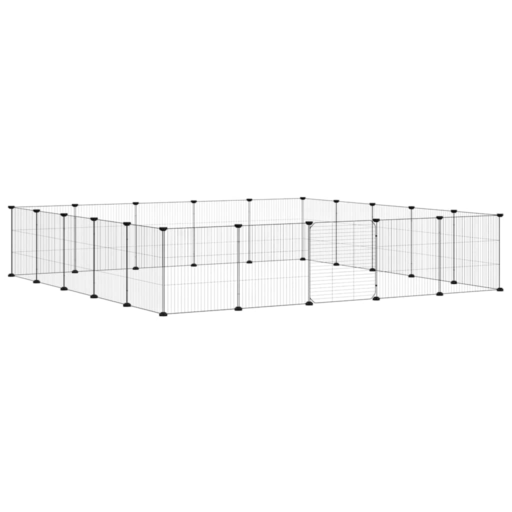 Kavez za ljubimce s 20 panela i vratima crni 35 x 35 cm čelični