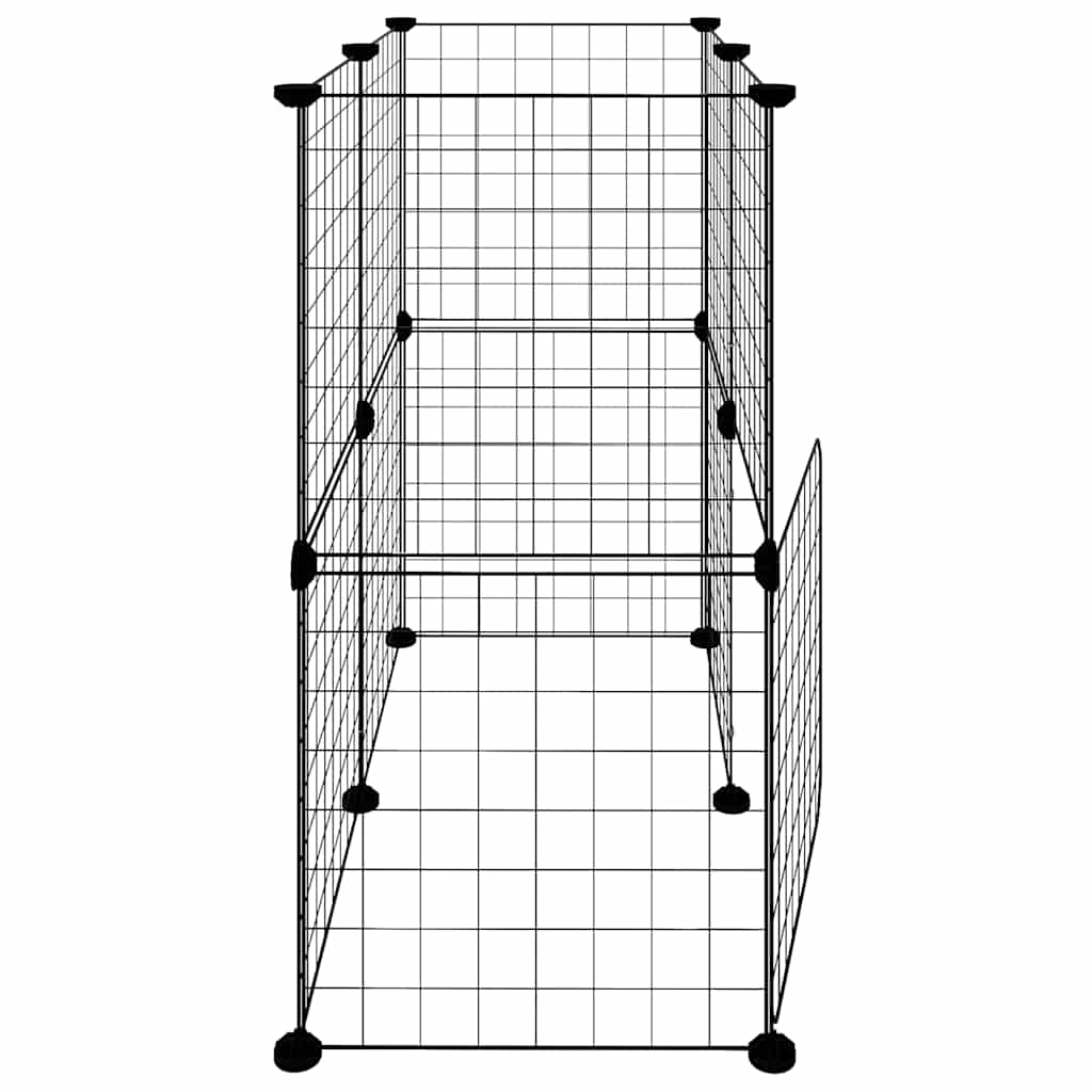 Kavez za ljubimce s 12 panela i vratima crni 35 x 35 cm čelični
