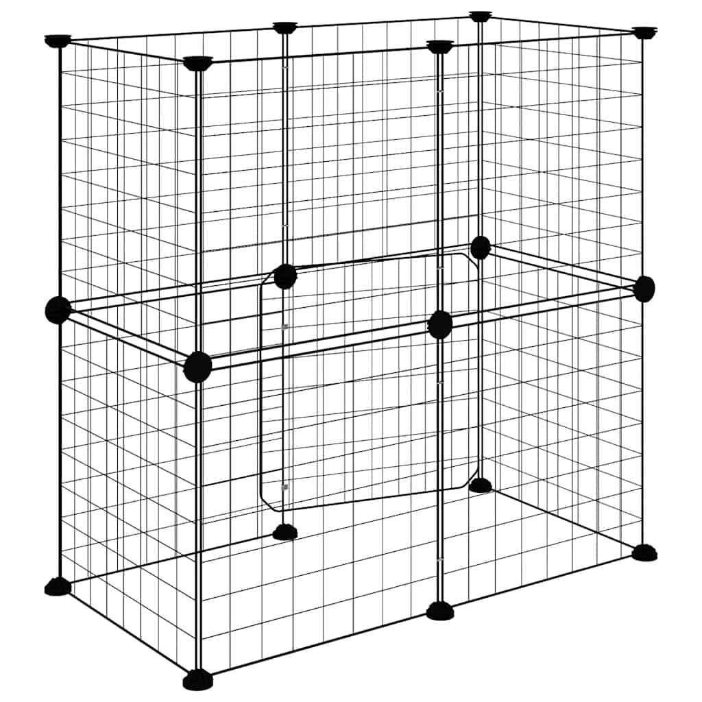 Kavez za ljubimce s 12 panela i vratima crni 35 x 35 cm čelični